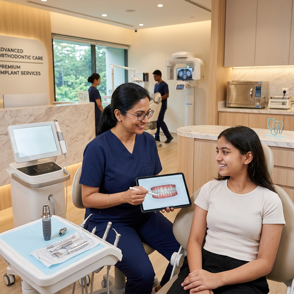 Dentist consulting a patient at Smile Masters Dental, Electronic City